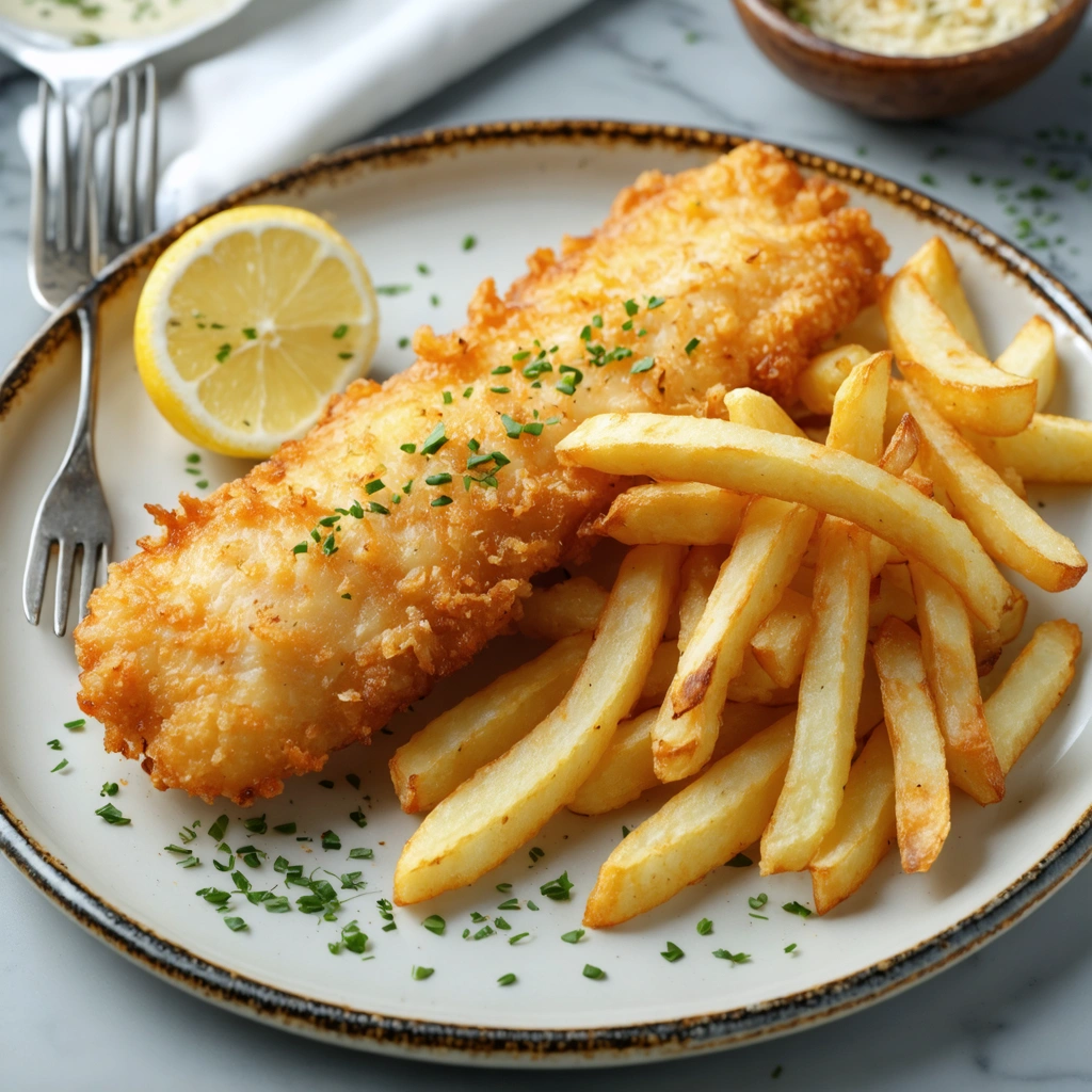 Friterad Fisk med Pommes Frites