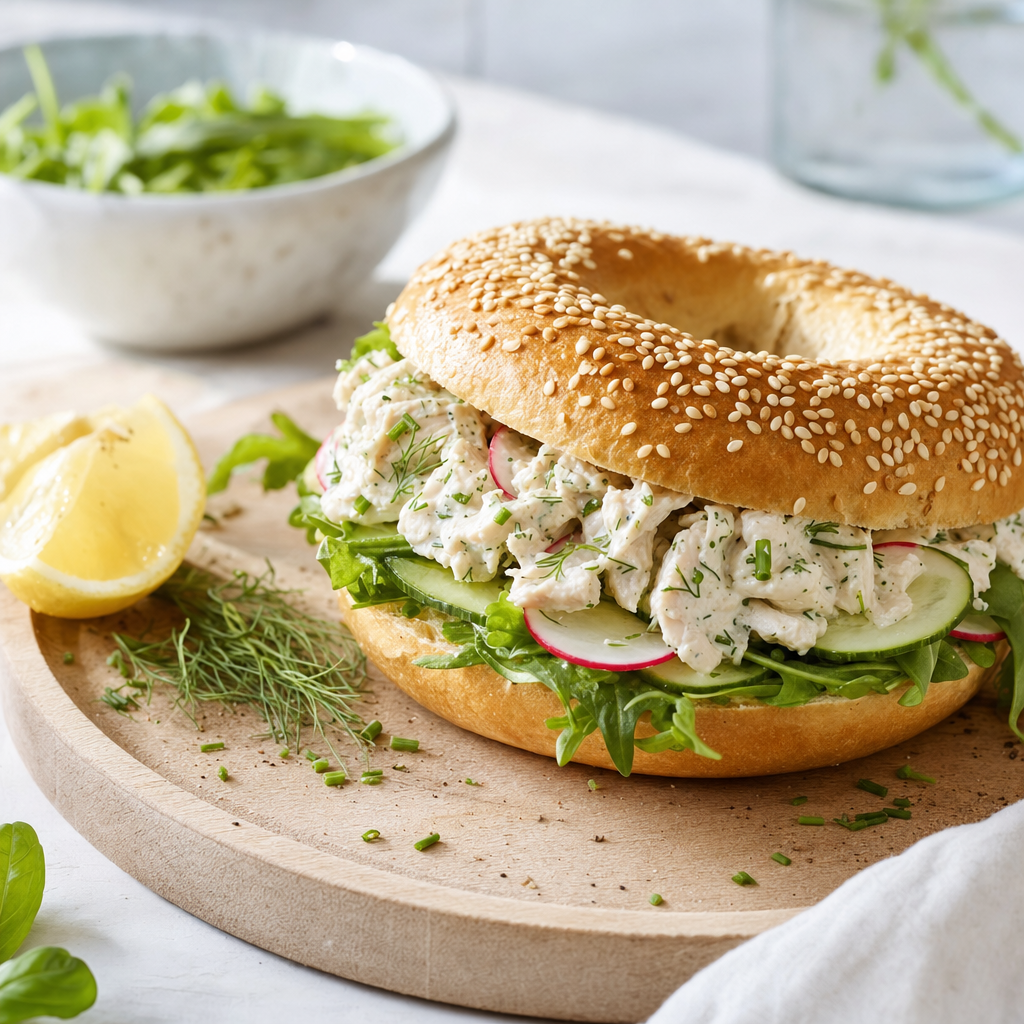 Sommarbagel med kycklingröra